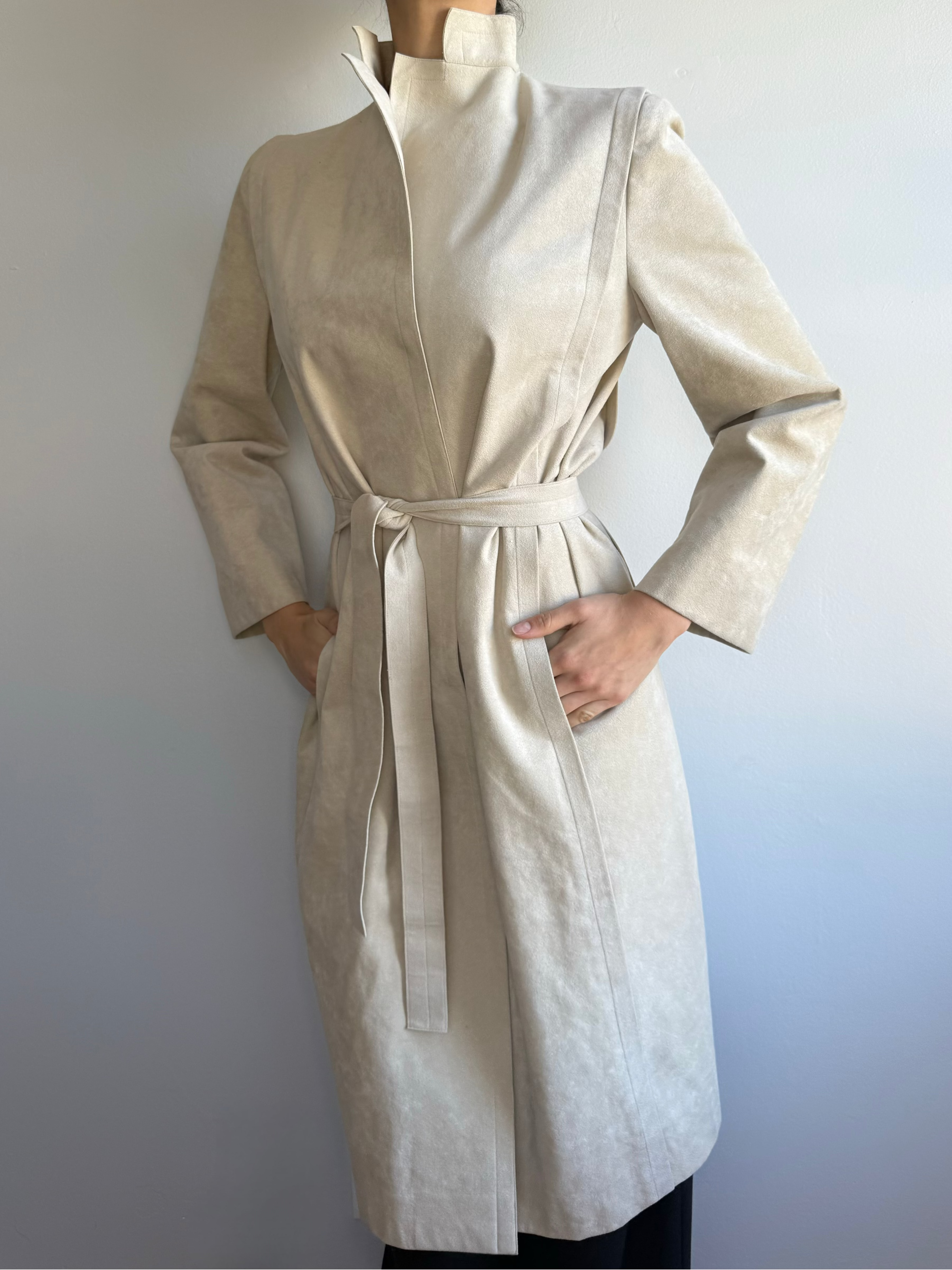 A Trigere Ultrasuede Trench