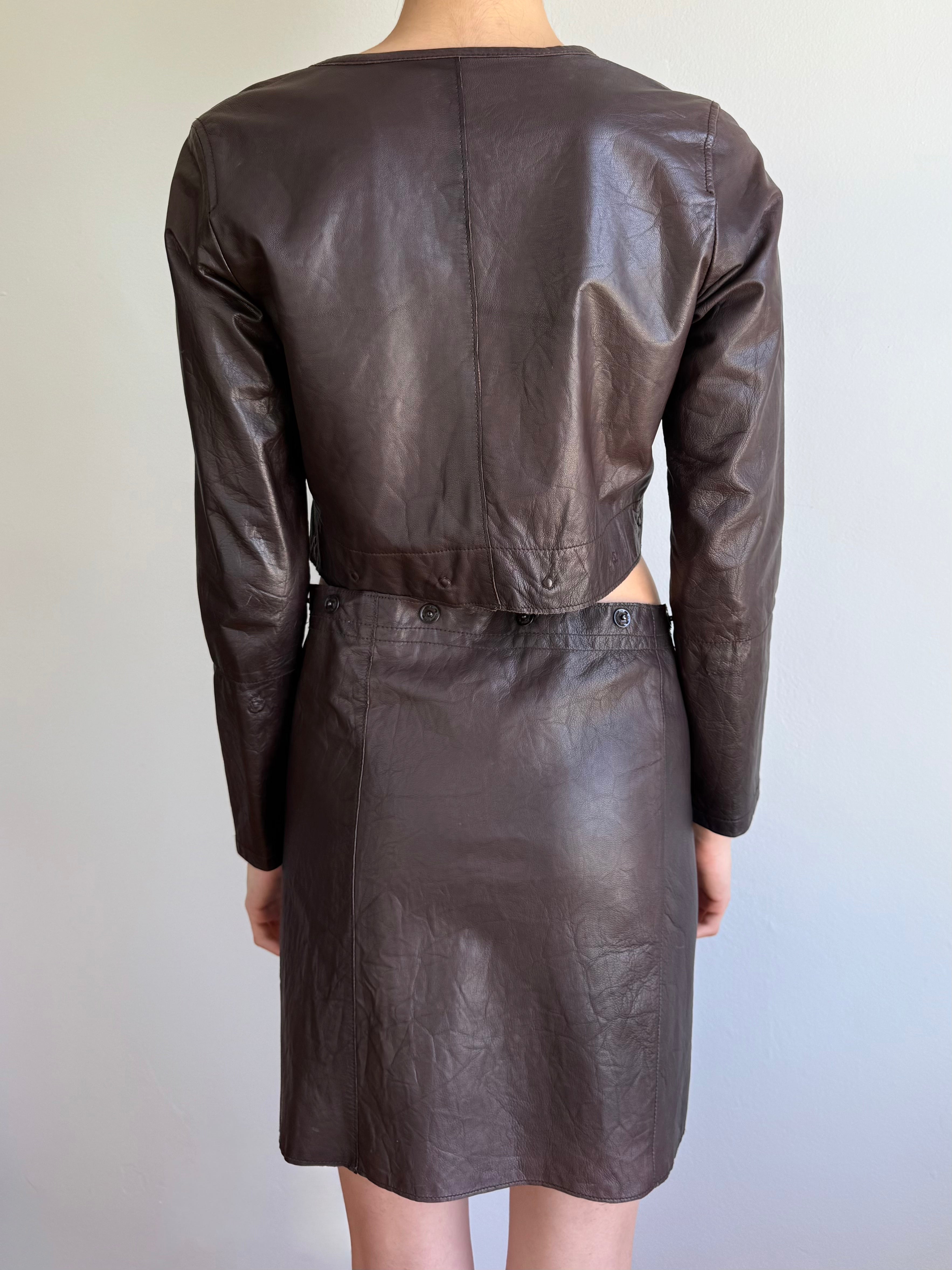 2000s Vintage Leather 2-Piece Jacket / S