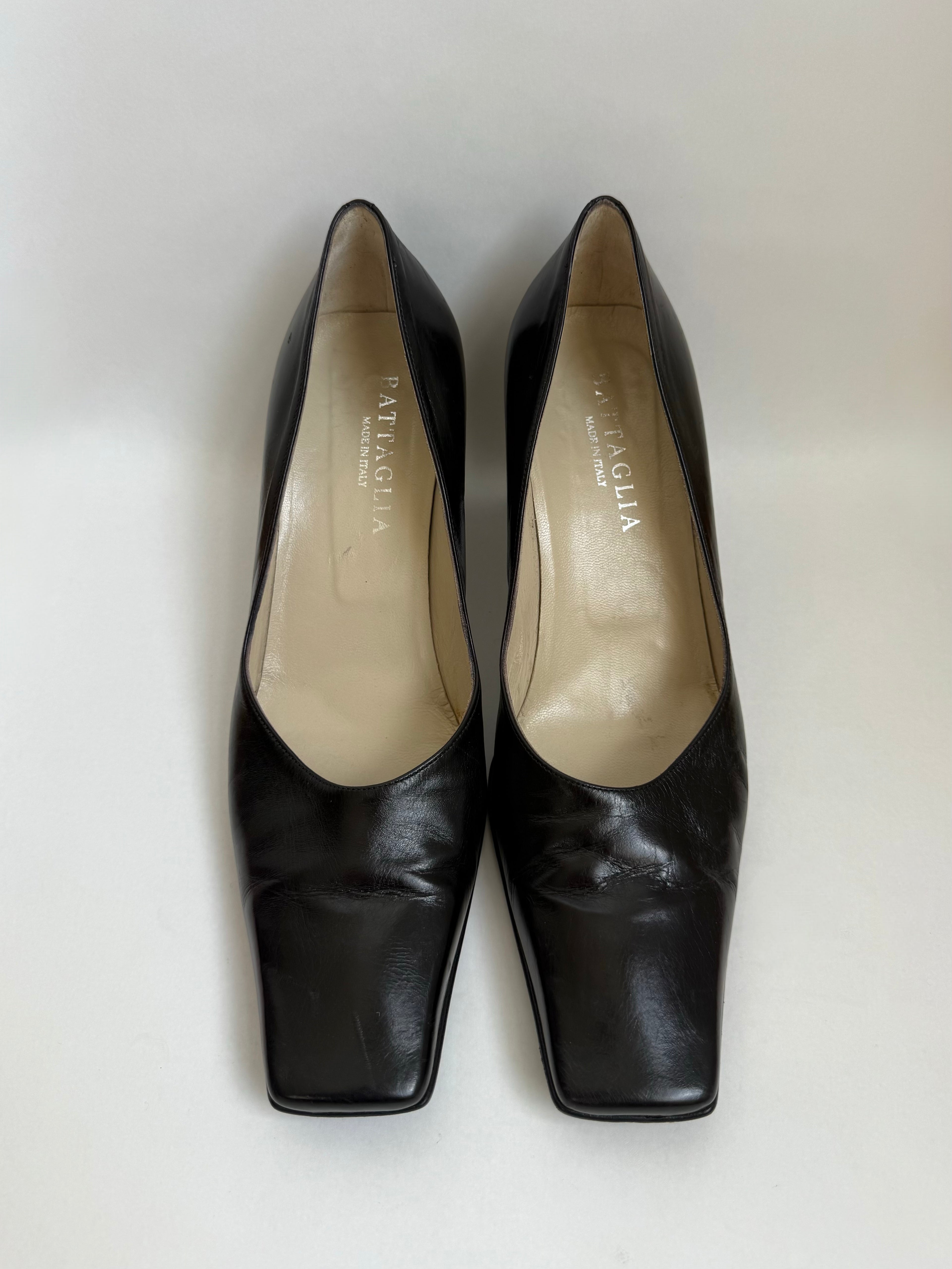 Leather Square-Toe Pumps / 40