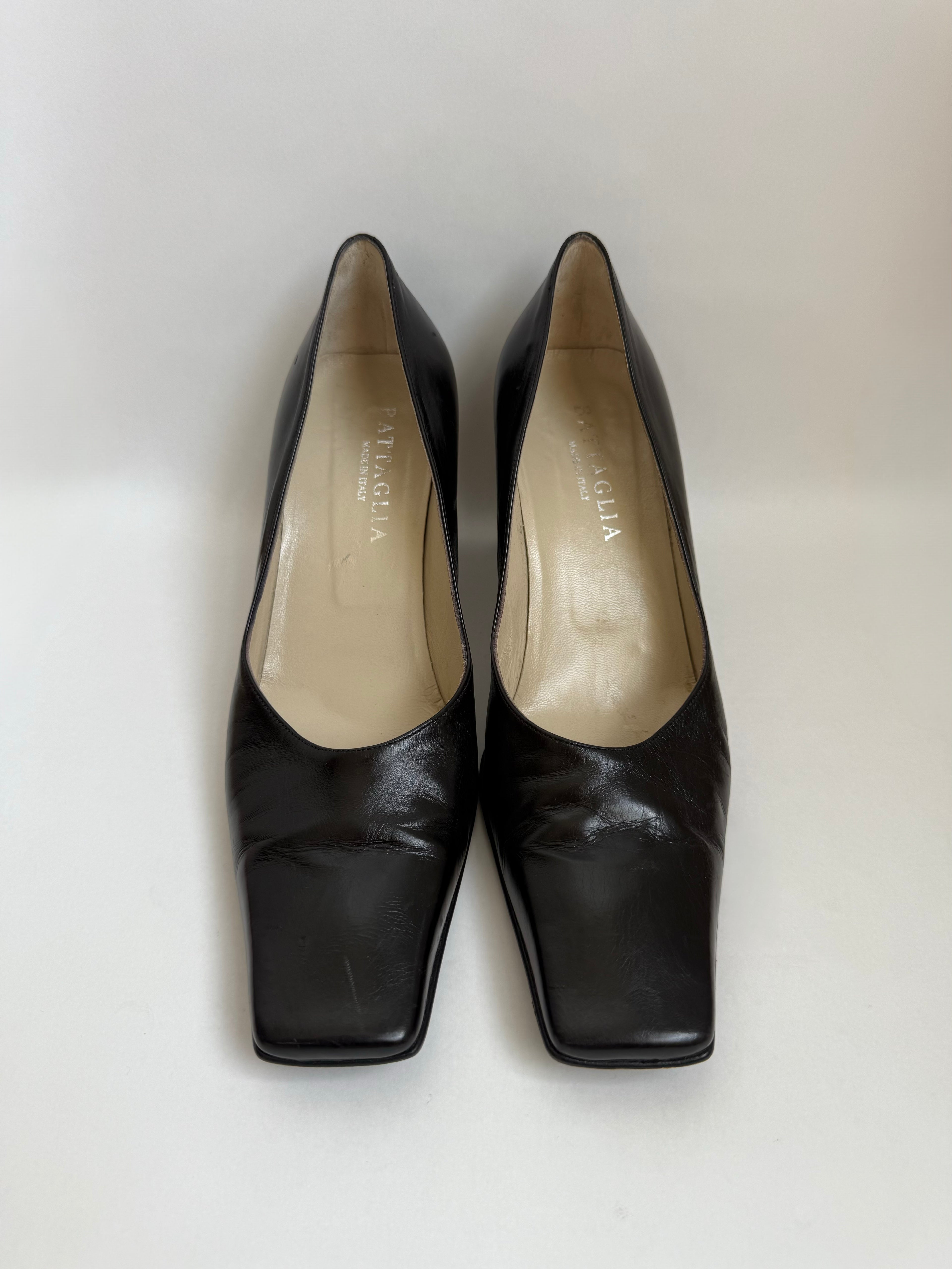 Leather Square-Toe Pumps / 40