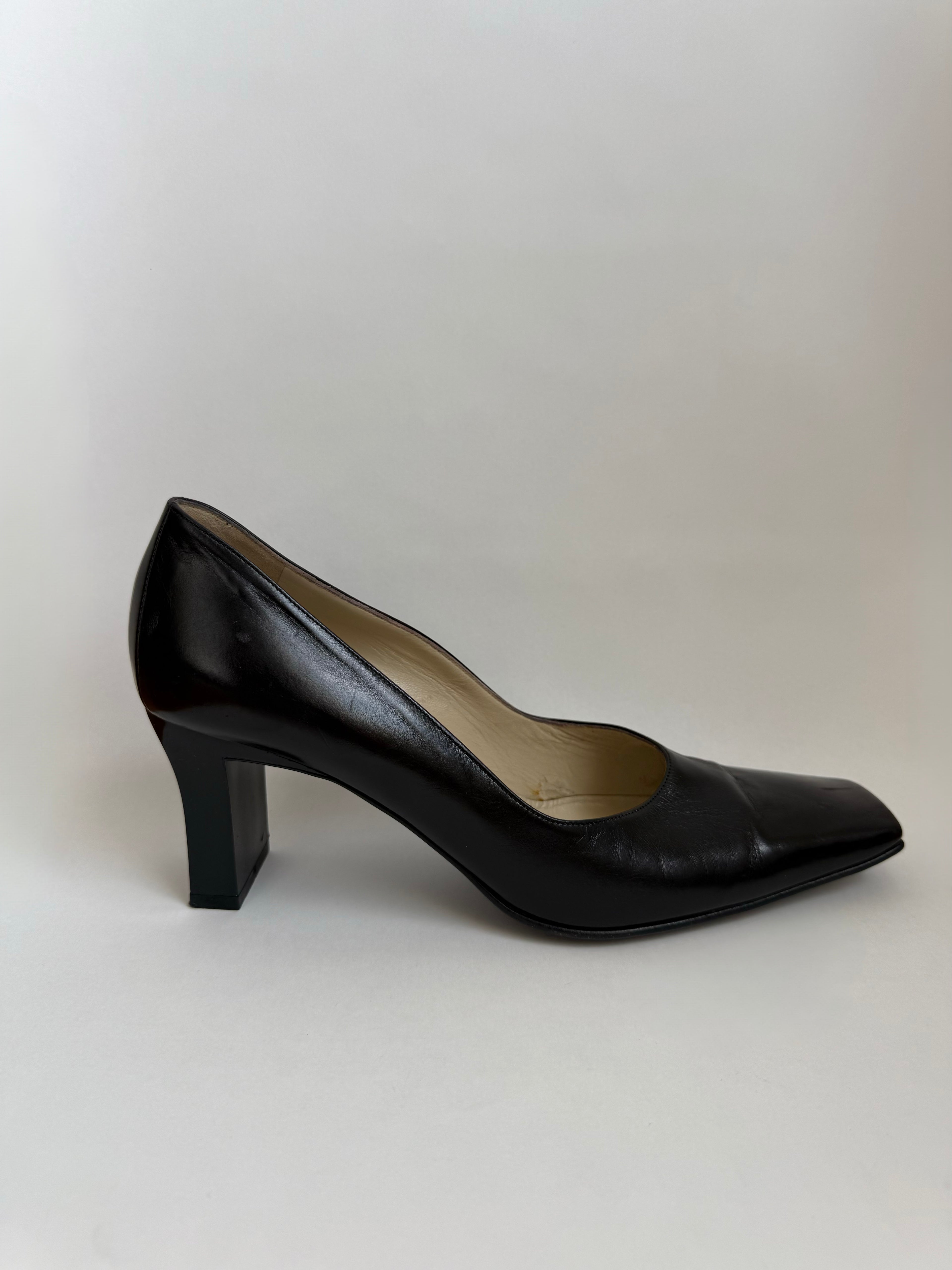 Leather Square-Toe Pumps / 40