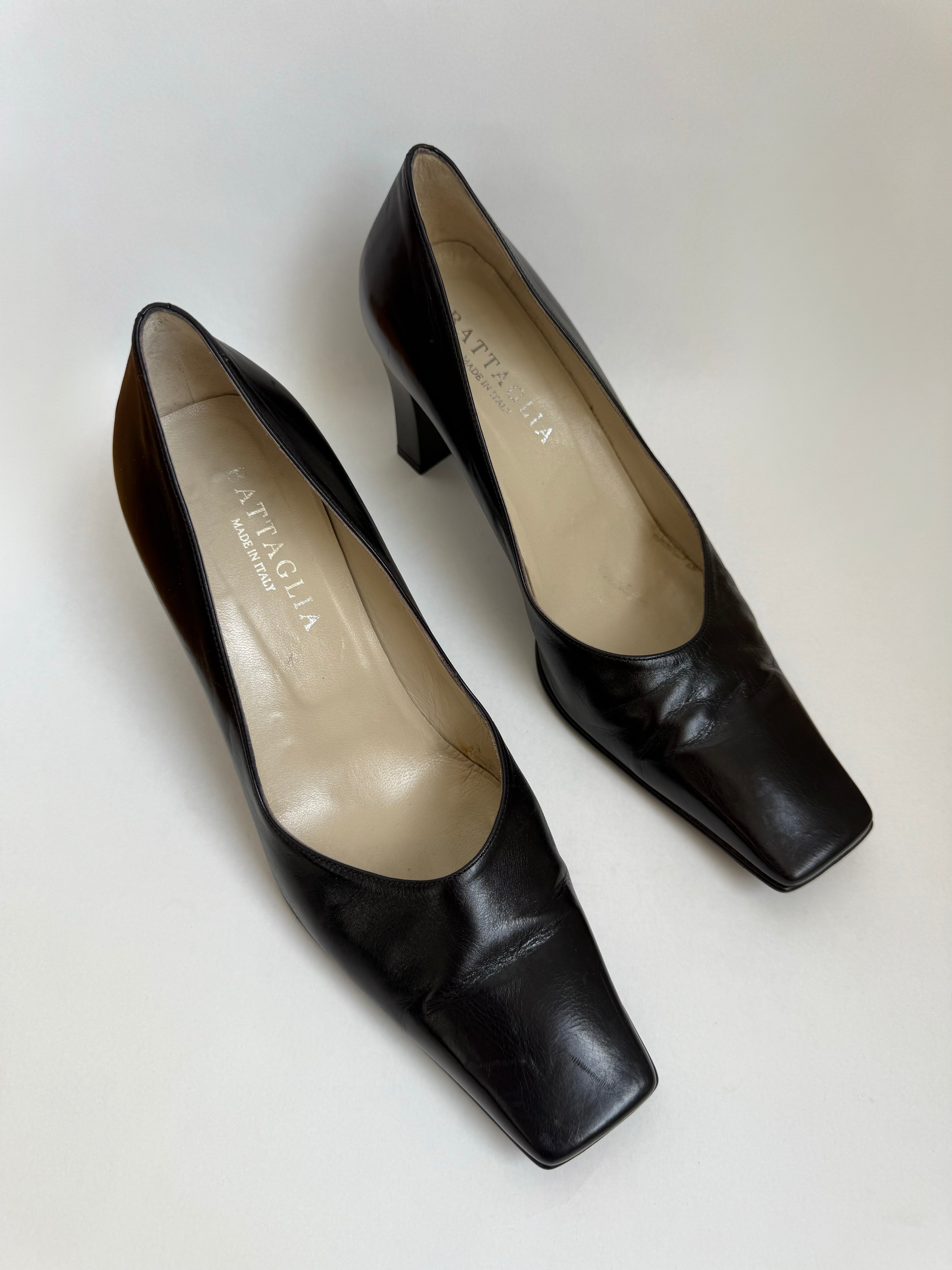 Leather Square-Toe Pumps / 40