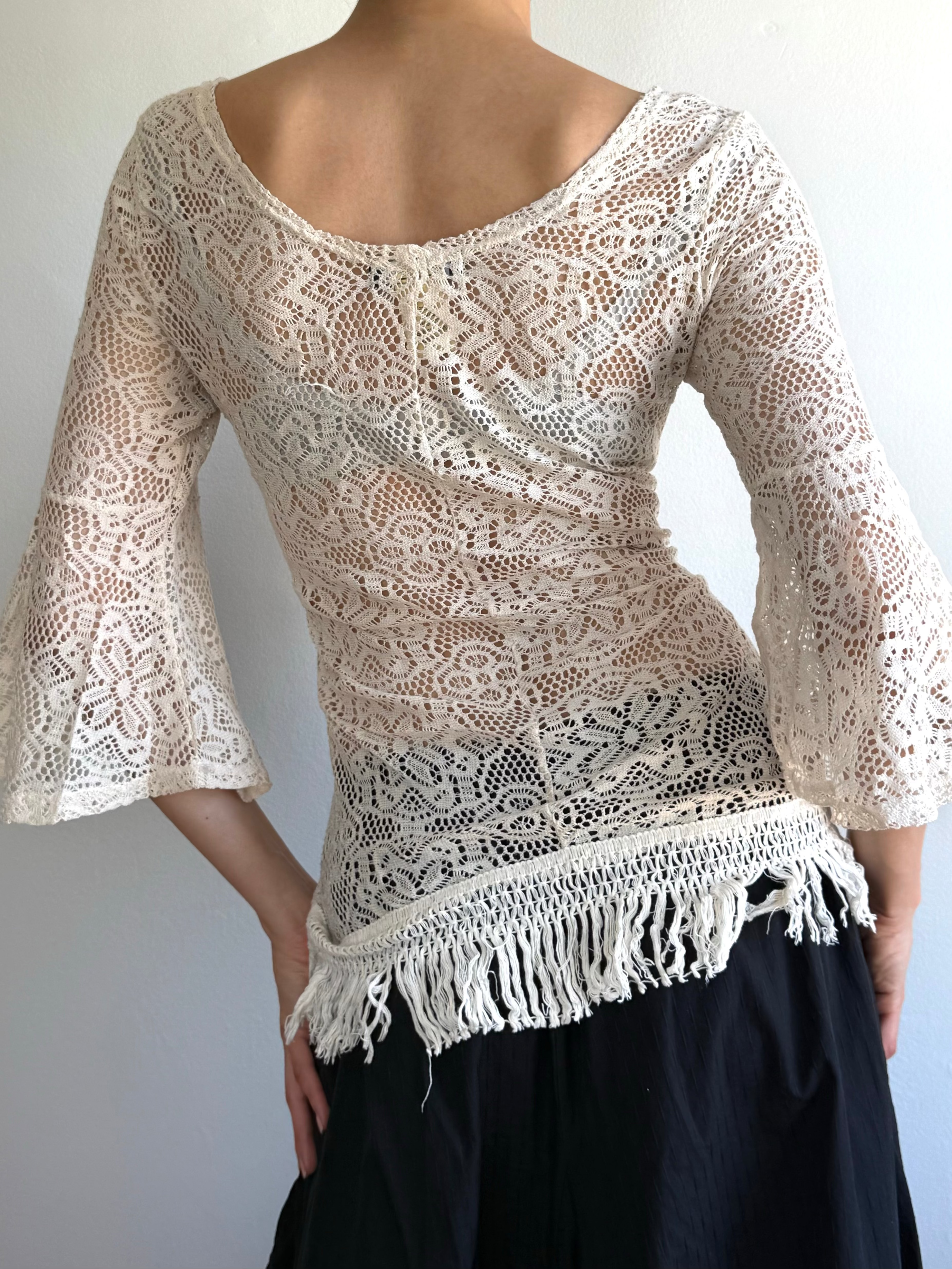 Vintage Lace Fringe Top / M