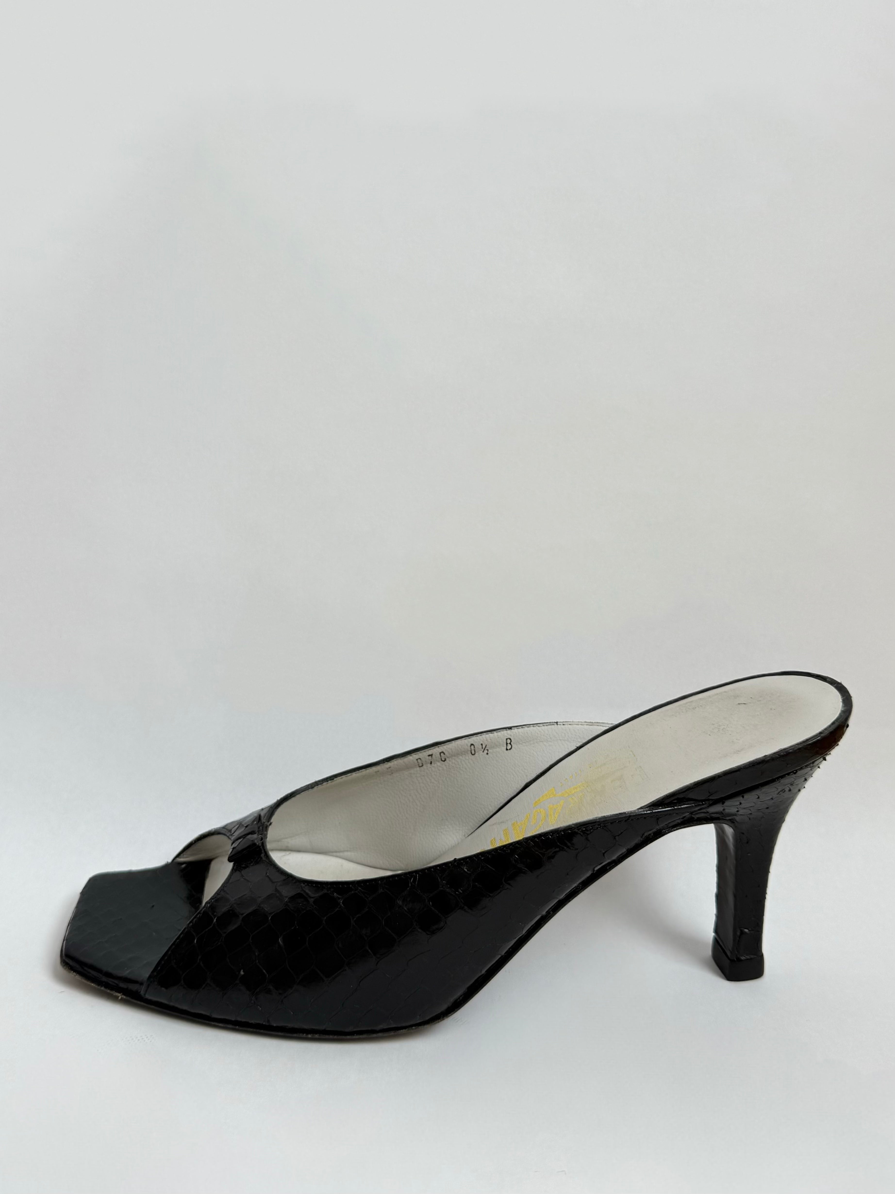 Ferragamo Peep-Toe Mules / 8.5