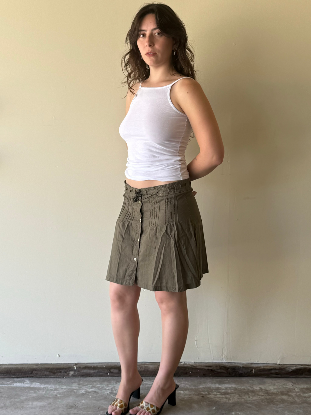 Green Tie-Waist Skirt