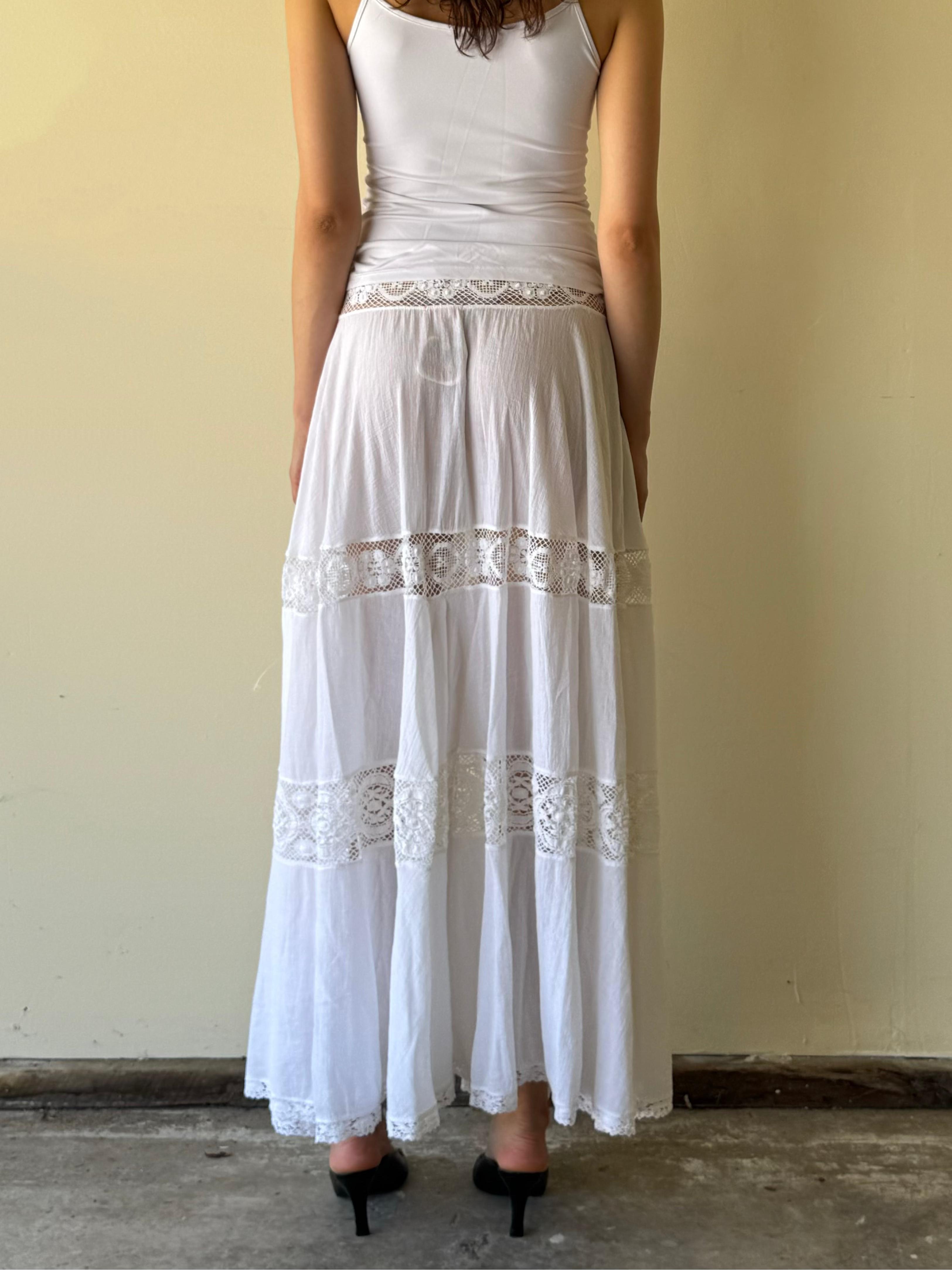 Maxi Lace Cotton Skirt