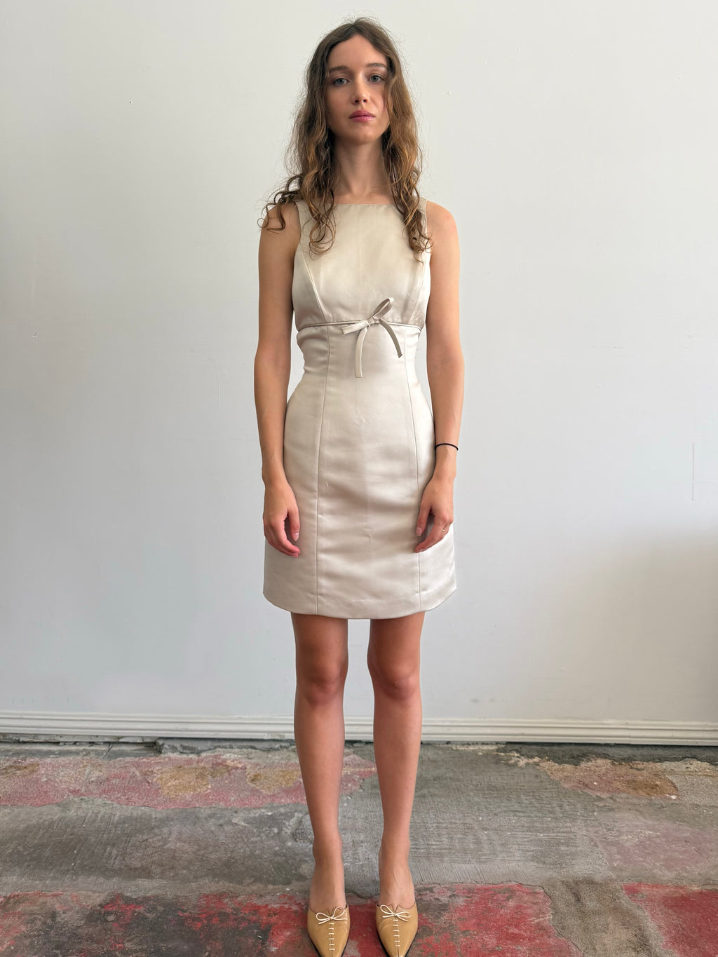 Satin Bow Dress / M
