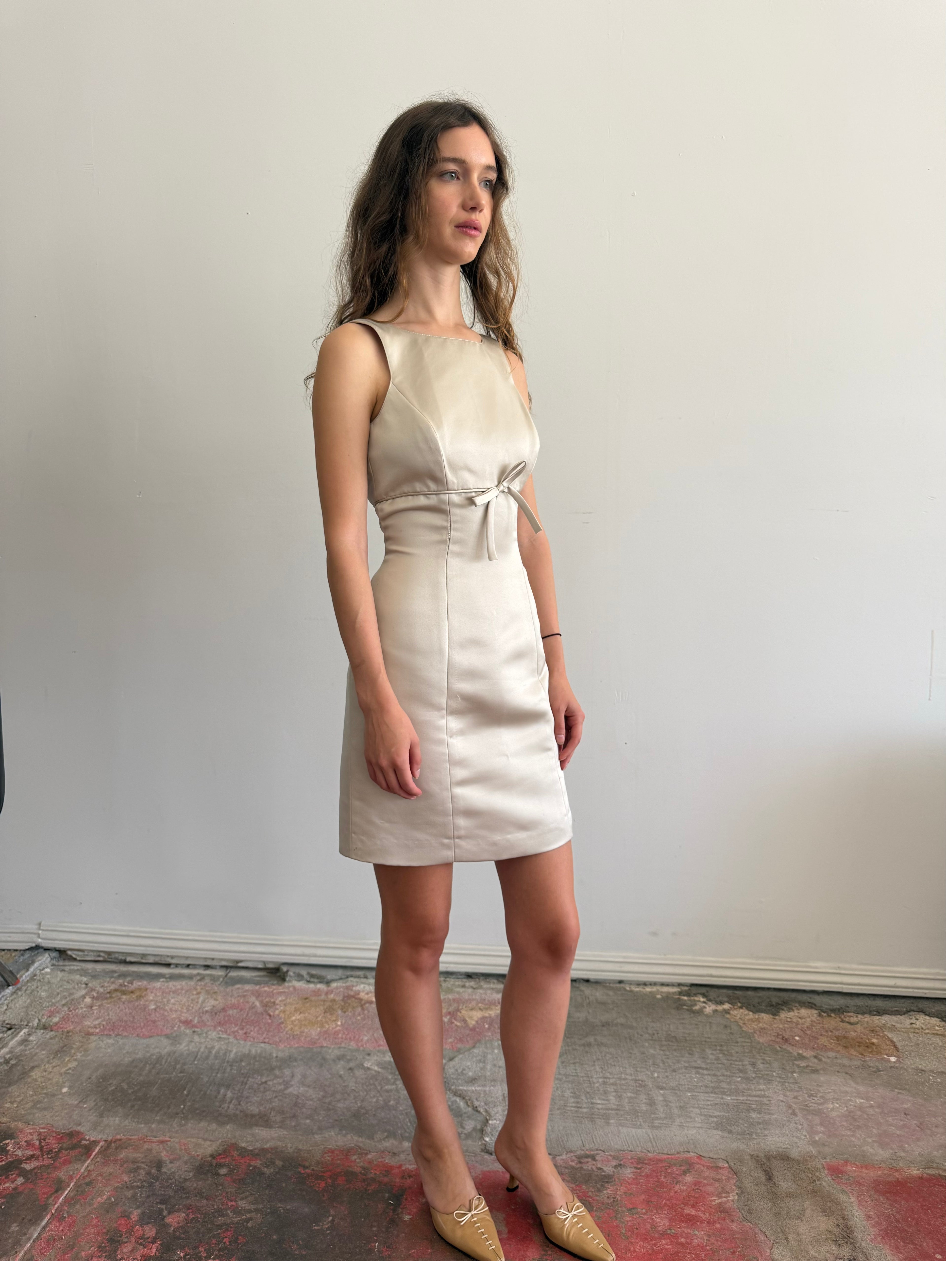Satin Bow Dress / M