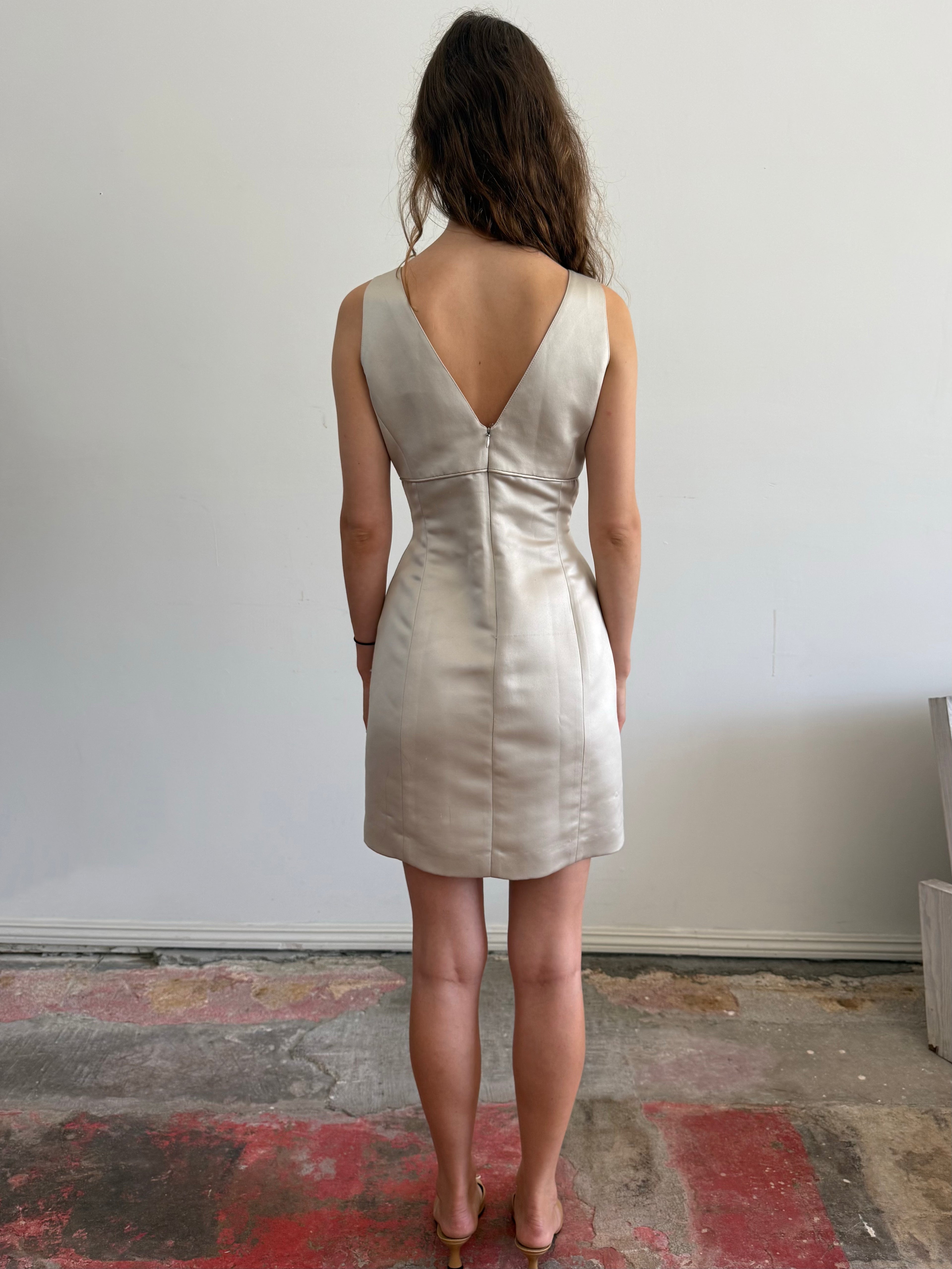Satin Bow Dress / M