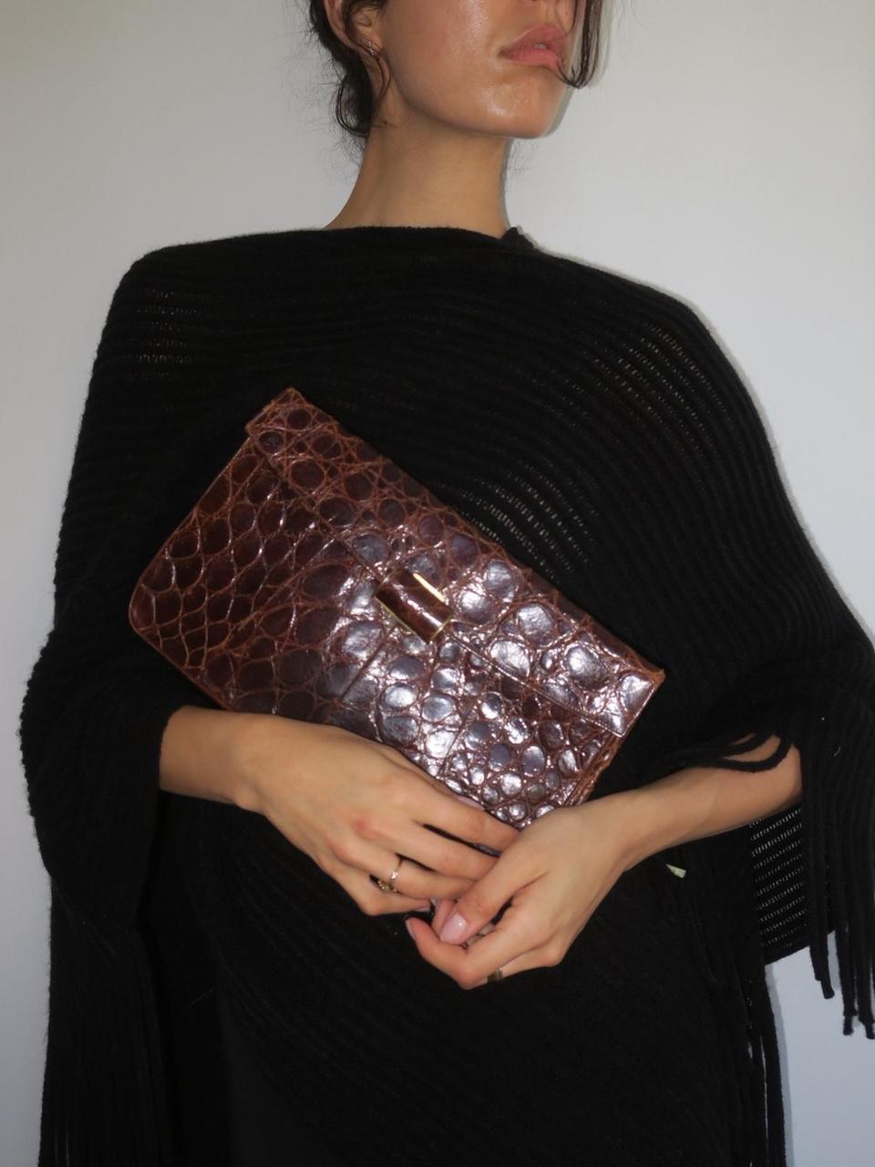 Unsigned Vintage Croc Clutch