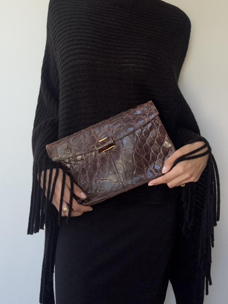 Unsigned Vintage Croc Clutch